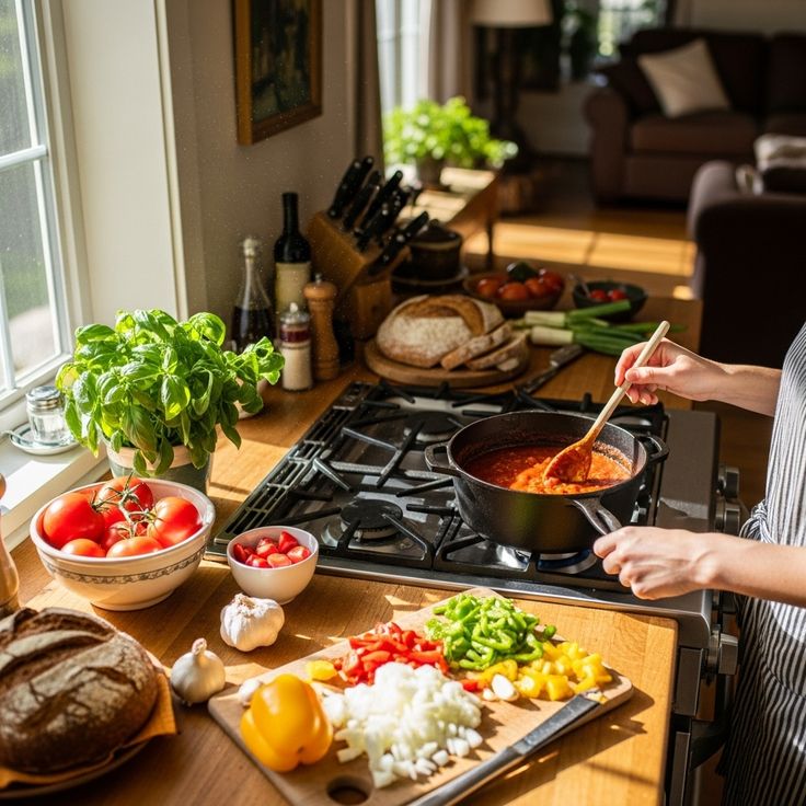 Consultant and client reviewing a handwritten meal plan at a bright kitchen table